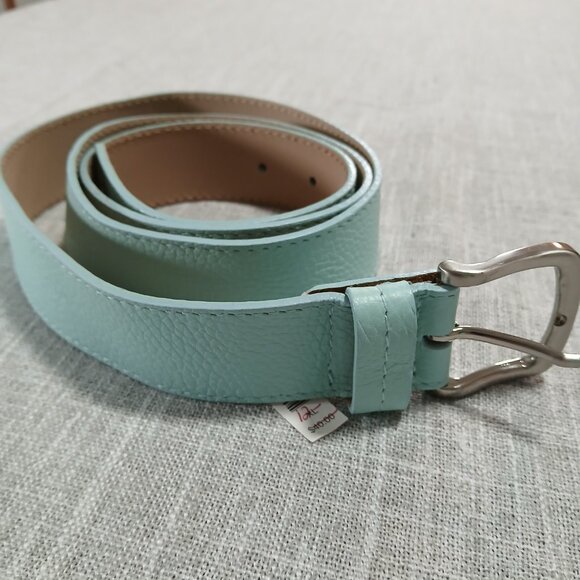 Talbots Genuine Teal Leather with Silver Buckle Made in Italy Size XL - Picture 3 of 11